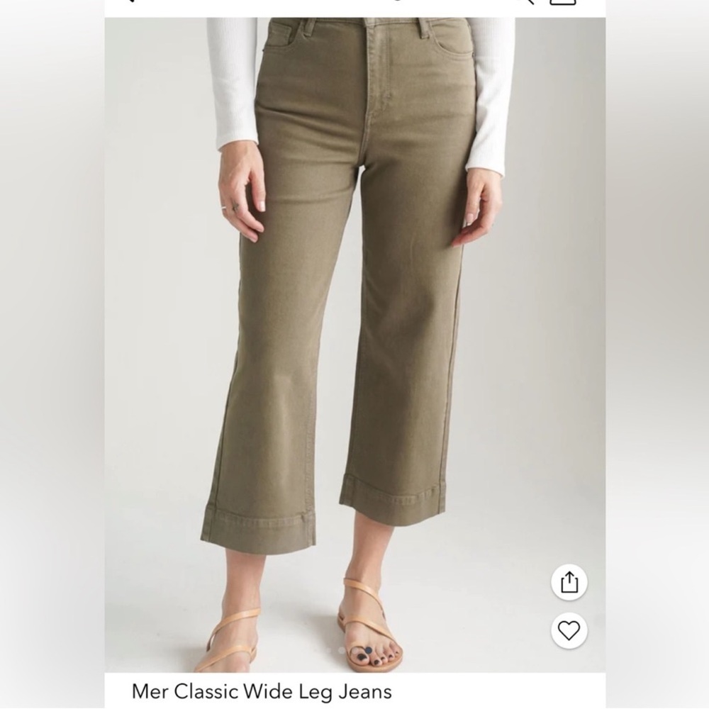 Carly Jean Los Angeles Olive Wide-Leg Ankle Jeans